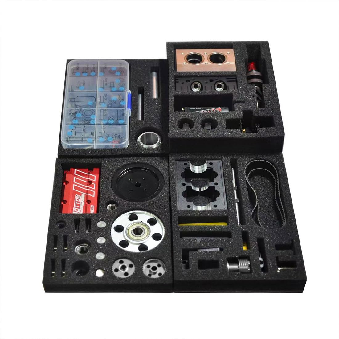ST-NF2 Mini Motor - Kit de construcción de motor de combustión interna, 7 CC filas de 2 cilindros, motor de cuatro tiempos, motor de nitro refrigerado por aire, modelo de motor de nitro,