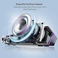 Vista 5 de Edifier Barra de sonido de computadora MG300: altavoces fuertes con graves profundos - Interruptor RGB Micrófono incorporado para altavoces