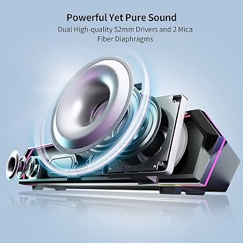 Edifier MG300 Computer Sound Bar: مكبرات الصوت الصاخبة مع باس عميق - Switch RGB ميكروفون مدمج لمكبرات الصوت اللاسلكية Bluetooth 5.3 ومحول USB PC Sound Bar لسطح المكتب