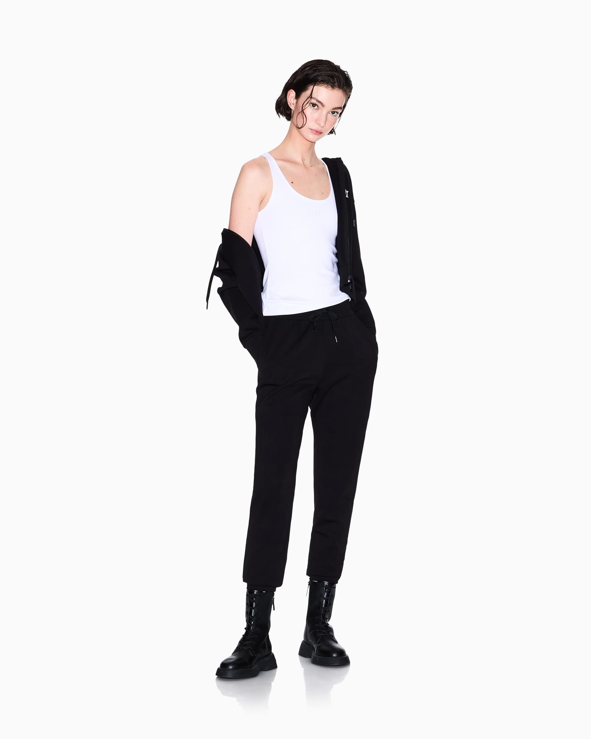 Armani Exchange Damen Icon Project, Besticktes tonales Logo Weste, Optic White, M