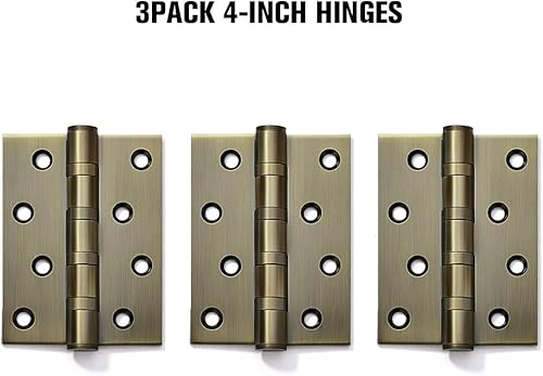 Miniatura 2 de 4-inch Antique Brass Door Hinges,4''×3''Oil-Rubbed Bronze Door Hinge,3Pack Stainless Steel Thickened Door Hinges.