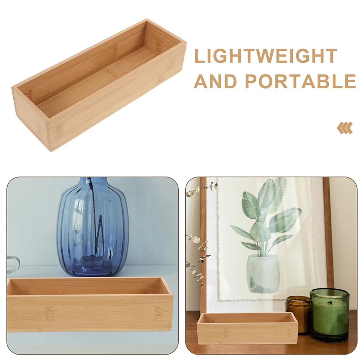 VALICLUD Set 3 Pezzi Scatole Portaoggetti in Bambù per Uso Domestico e Cucina, Organizer Multifunzionale Grande Capacità e Design Semplice Raffinato