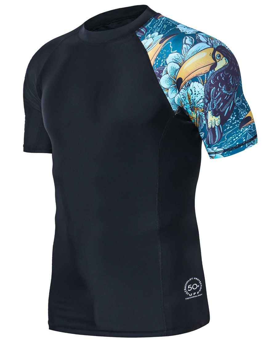 HUGE SPORTSMen's Splice UV Sun Protection UPF 50+ Skins Rash Guard Short Sleeves