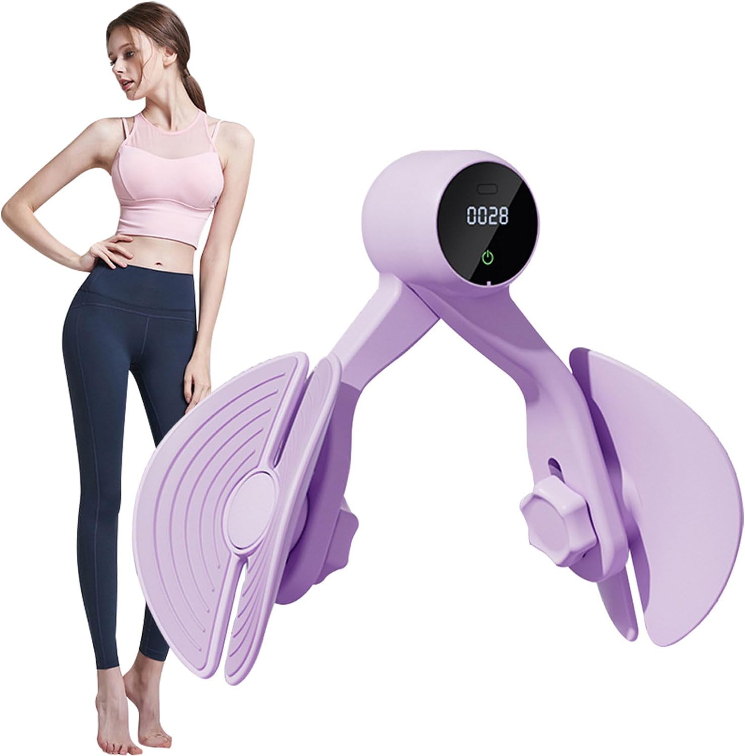 Funito Thigh Master Thigh Exerciser with Counter Rechargeable, 4 Levels Resistance Adjustable Inner Thigh Exercise Equipment, 360° Rotatable Inner Thigh Toner for Women Men, RZX-752