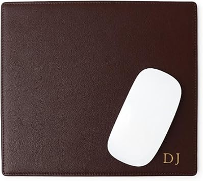 Leatherology Brown Classic Leather Mouse Pad Full-Grain Leather Desk Pad with Microsuede Bottom Ergonomic, Durable & Stylish Workspace Accessory