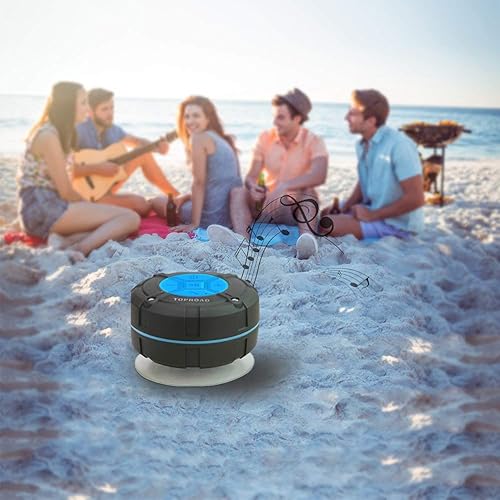 Miniatura 7 de TOPROAD - Altavoz Bluetooth impermeable, altavoces de ducha IPX7, pequeño altavoz portátil con clip y 2 ventosas, micrófono integrado, altavoz manos