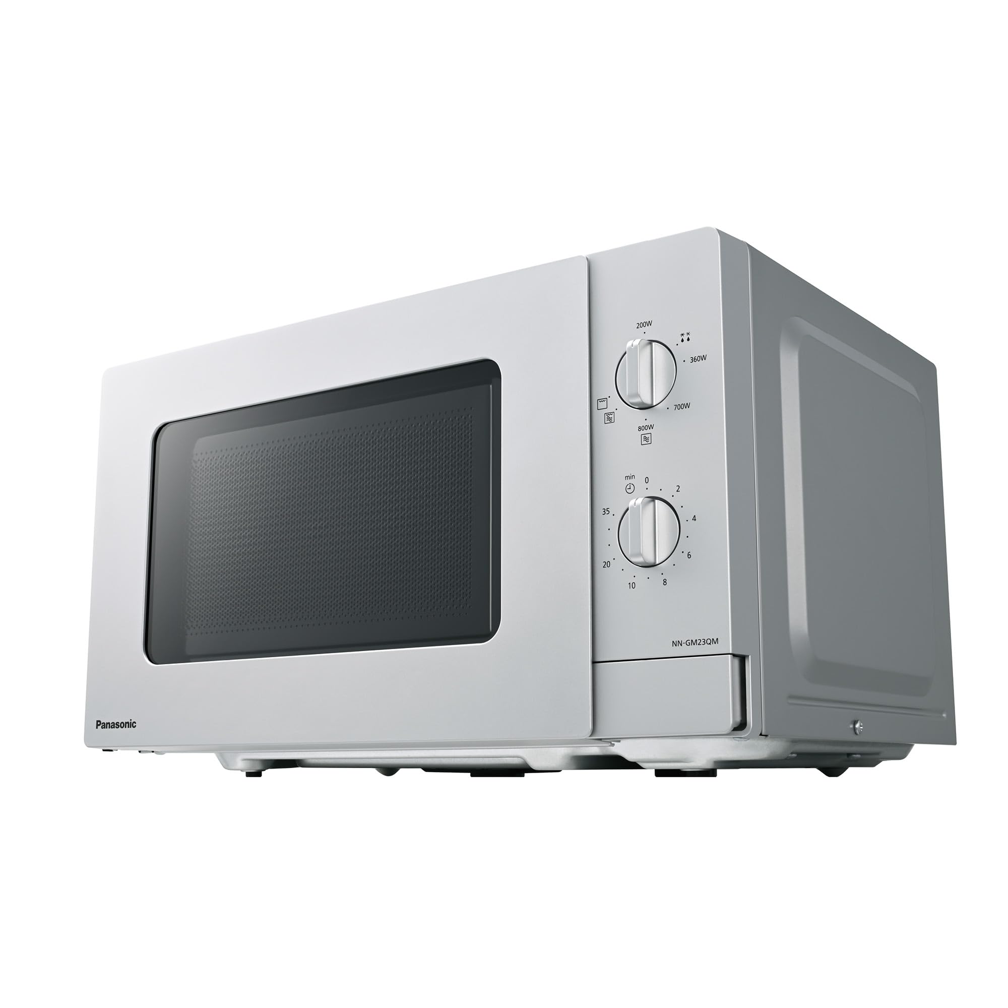 Panasonic NN-GM23QMEPG Forno a Microonde Grill 20L con Piatto in Vetro e Griglia Metallica, 800W, Grill 1000W, Impostazione Scongelamento, Controllo Dial, Quick 30, Timer, Argento