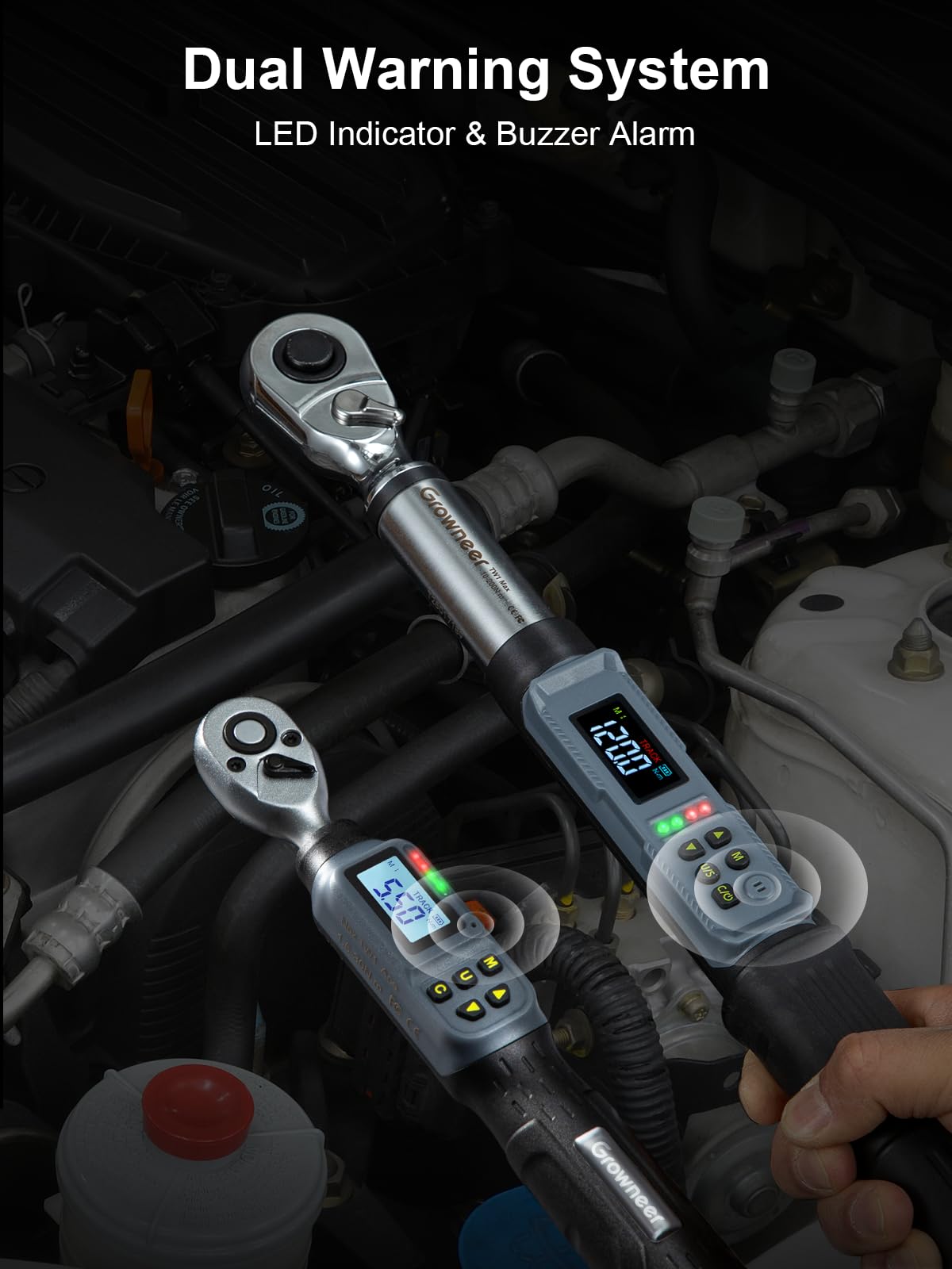 GROWNEER Digital Torque Wrench Set, 1/4" 1.1-22.1 Ft-lbs/1.5-30 Nm and 1/2'' 7.38-147.5 Ft-lbs/10-200 nm - Image 2