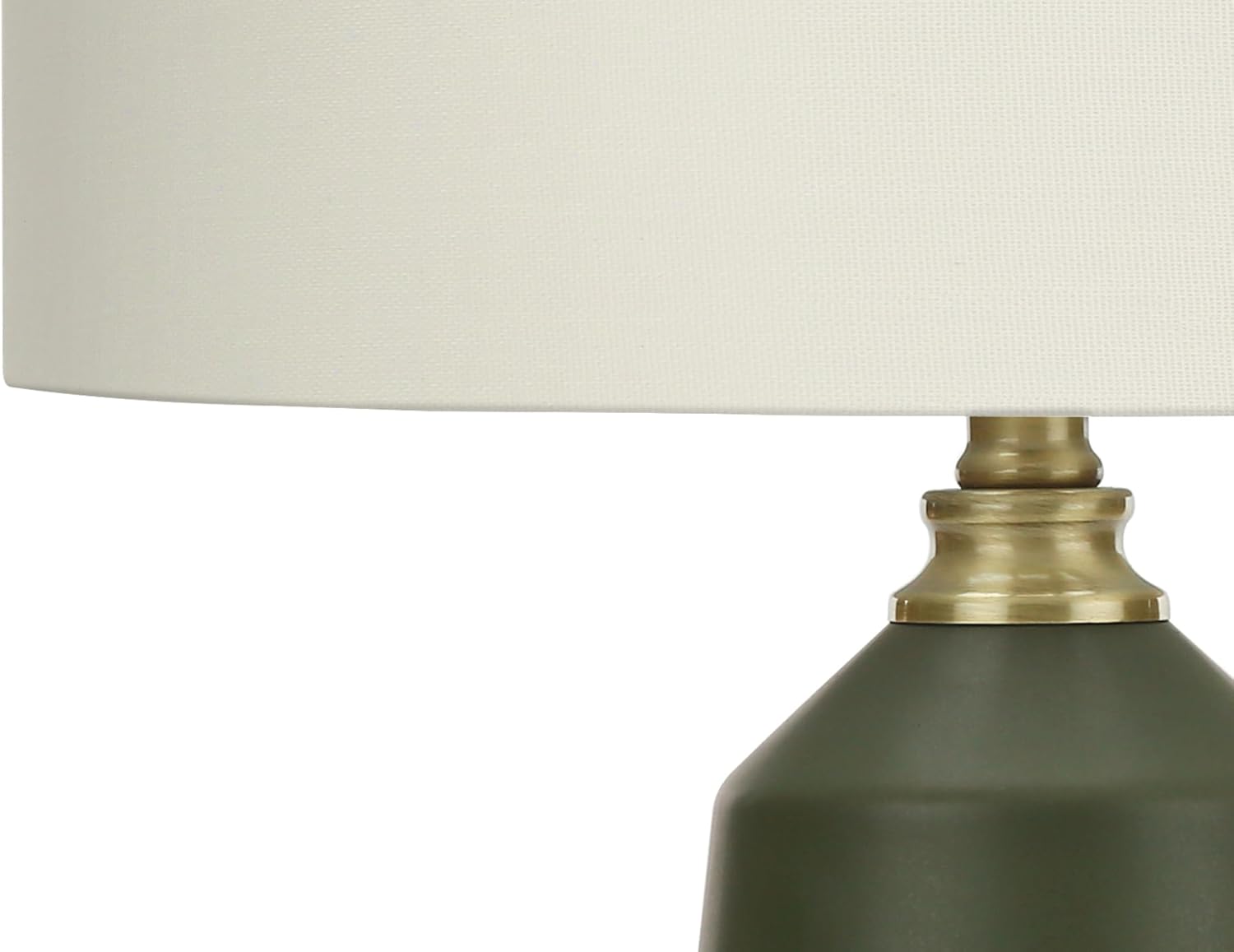 Monarch Specialties I 9624 LightingTable Lamp, Green Ceramic, Ivory/Cream Shade, Contemporary