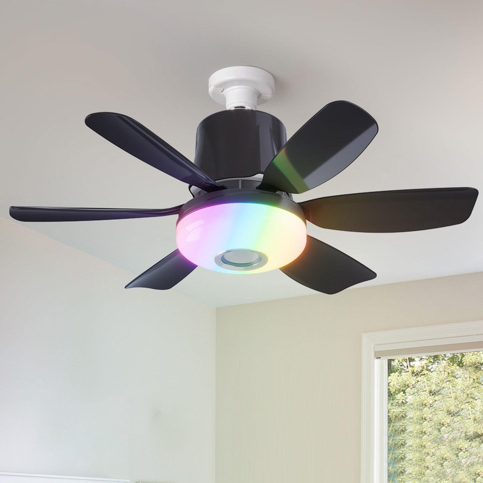 Ventilatore da soffitto con luce, 3 livelli, altoparlante musicale a risparmio energetico | Lampadina ventilatore da soffitto per camera da letto, casa, ufficio, appartamento, camera da letto, soggiorno, cucina