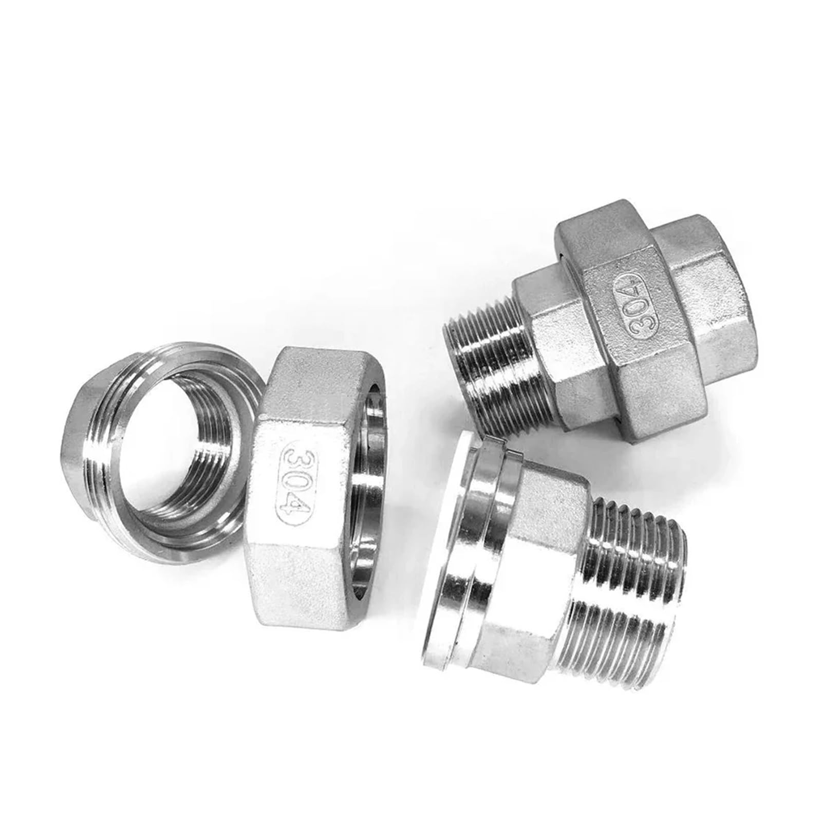 1 pieza de acoplamiento de unión de acero inoxidable 304, rosca hembra macho de 1/4", 3/8", 1/2", 3/4", 1", 1-1/4", 1-1/2", 2", for tubería fundida.(F-M,1-1/4")