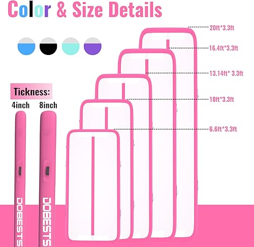 Miniatura 2 de DOBESTS Colchoneta inflable de gimnasia de 10 pies, 13 pies, 16 pies, 20 pies, 48 pulgadas de grosor, rodillo de gimnasia con bomba de aire eléctrica