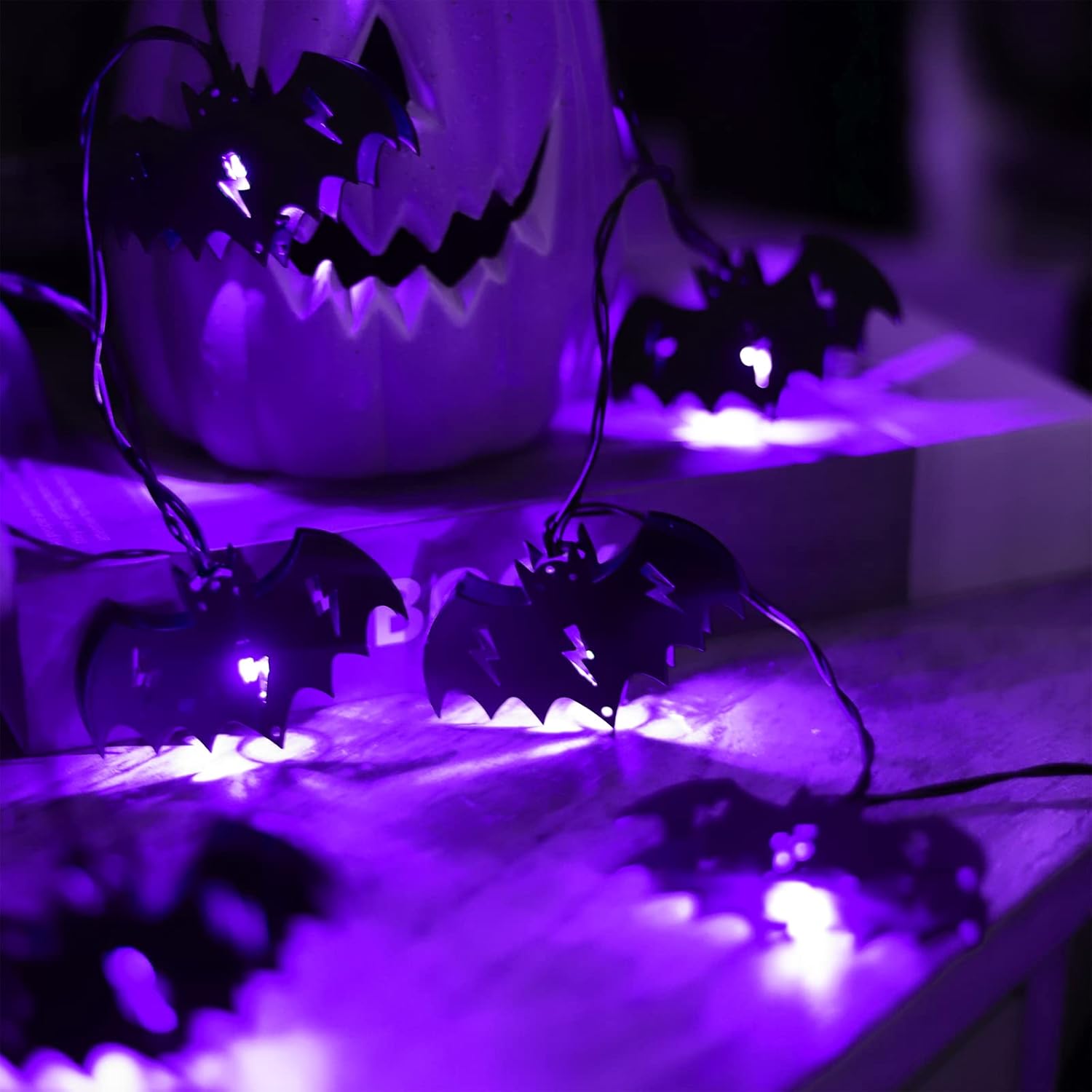 Malgero Halloween Decorations Battery Operated Bat Purple