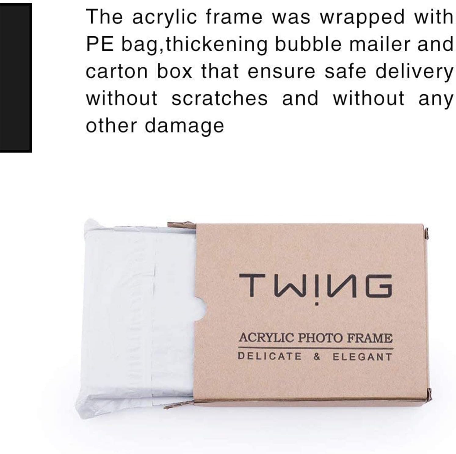 Picture Frame, TWING 5x7 Inch 5 Pack Acrylic Photo Frames Horizontal Magnet Double Sided Picture Frame Set with Microfiber Cloth,12 + 12MM Thickness Clear Picture Frame Desktop Display