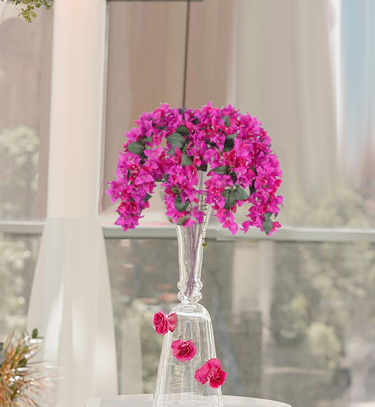 IPOPU 4PCS Bougainvillea Artificial Flowers 42" Long Stem Faux Silk Bougainvillea Flowers Fake Flowers Branches for Wedding Centerpieces Home Garden Arch Wall Decorations (Fuchsia Mixed) - Image 6