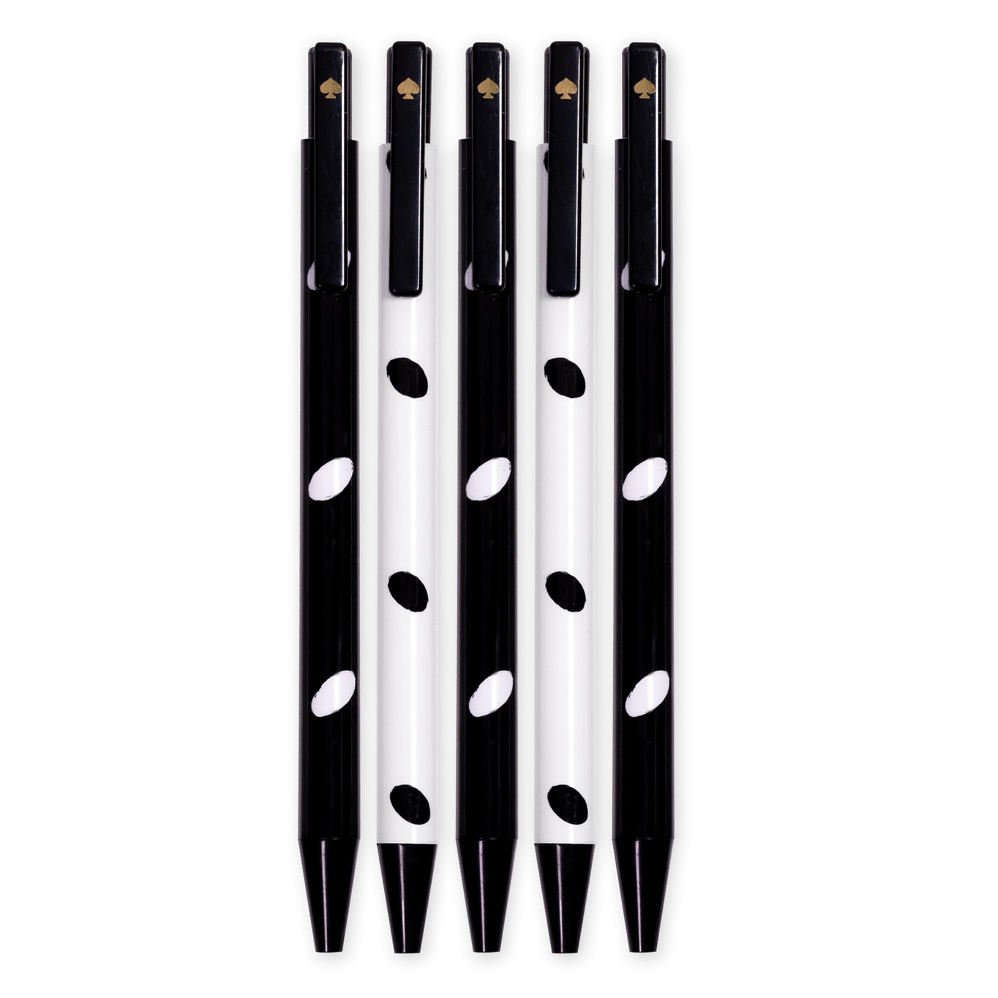 kate spade new york Black Ink Pen Set of 5, Almond Dot
