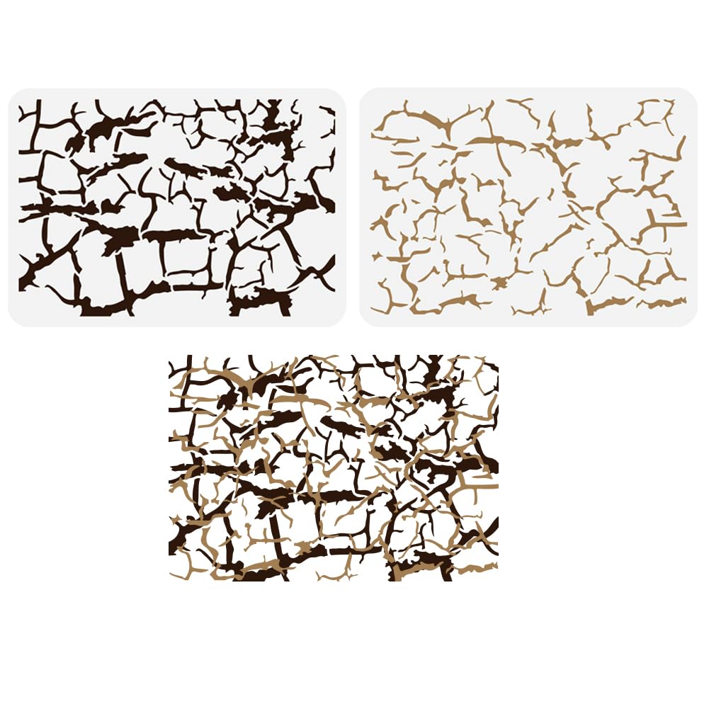 FINGERINSPIRE 2 stencil per crepe, 21 x 29,7 cm, riutilizzabili, con fessure rotte, stencil per decorazione fai da te per legno, pareti, tessuto, carta, mobili