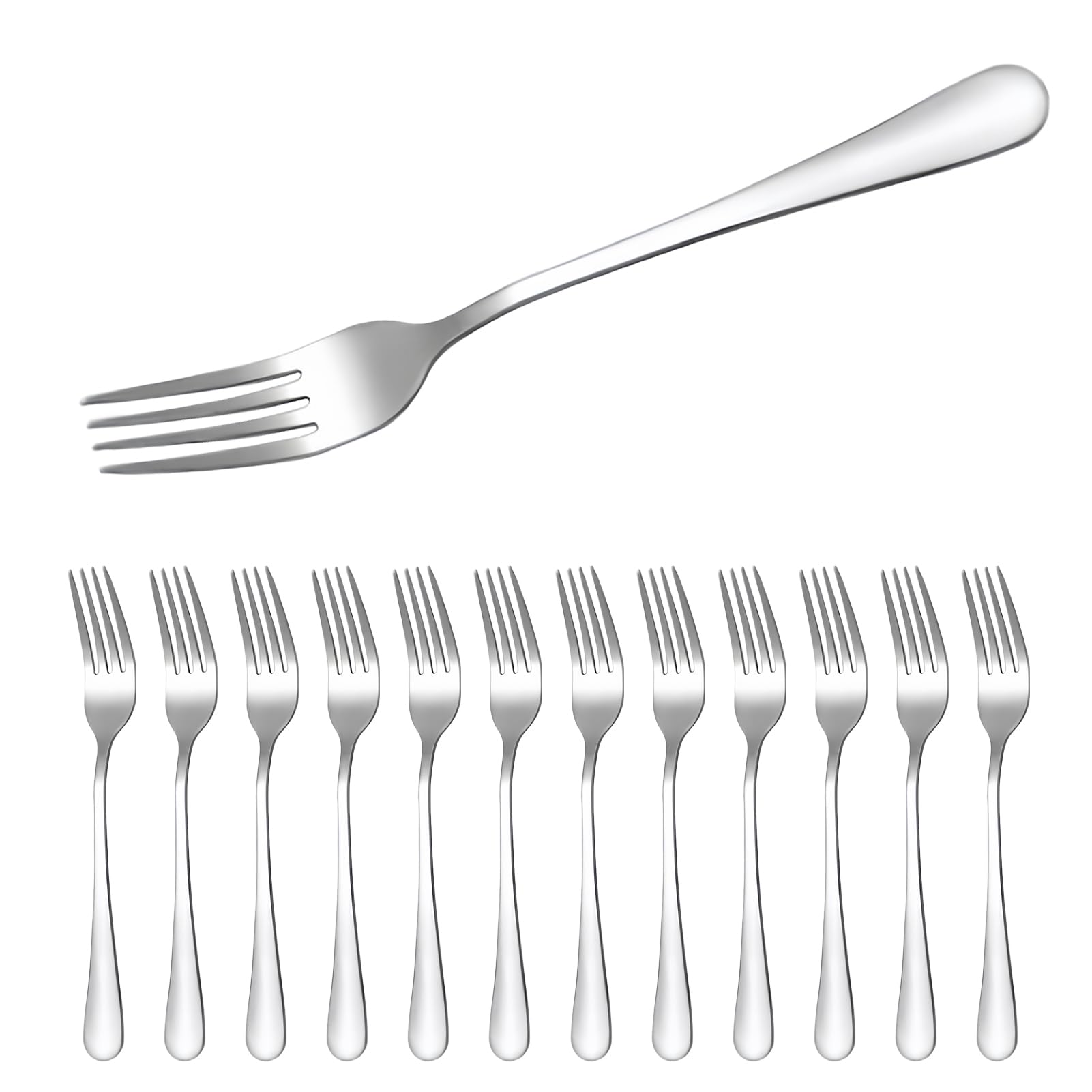 Honoflux 12-Piece Stainless Steel Forks Set - Durable Dinner and Dessert Table Forks, Mirror Polished, Dishwasher Safe for Home & Restaurant (7.4 inches, 18.8cm)