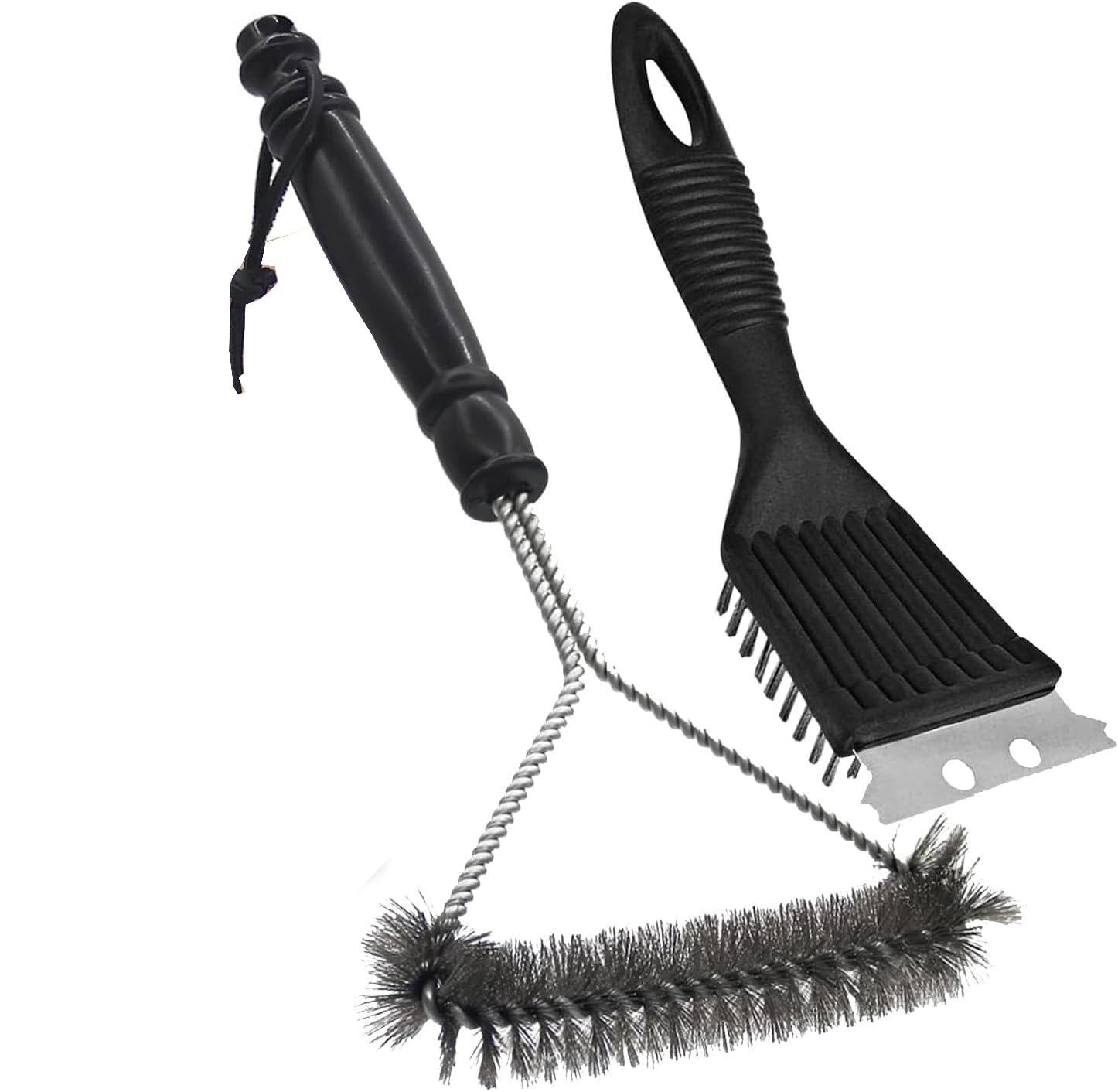 Ryobico Black Bbq Cleaner, 2 Packs Metal Bbq Grill Cleaning Brush And Scraper. 12-Inch And 8-Inch Steel Barbecue Bristle Cleaner For Barbecue Grill Kitchen Cleaning Brush For Easier And Effective Clean