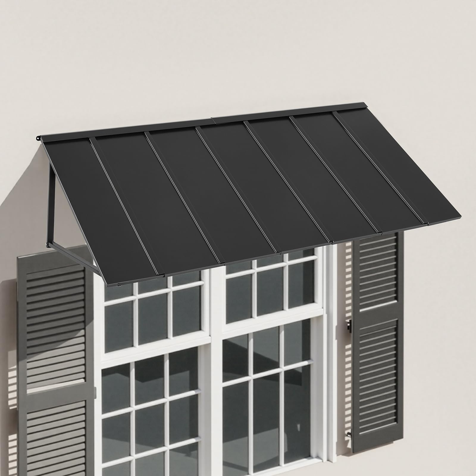 VEVOR Pensilina per Finestra Porta da 2032 x 910 mm Tettoia per Porta Ingresso, Acciaio Verniciato a Polvere Antiruggine, Pensilina per Patio Esterno, per Protezione da Pioggia, Neve e Luce Solare
