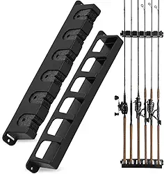 Suporte de Vara Rod Rack Até 6 Varas, Suporte para Tacos de Bilhar, Suportes de Vara de Pesca para Garagem, Suportes Verticais de Vara de Pesca Montados na Parede