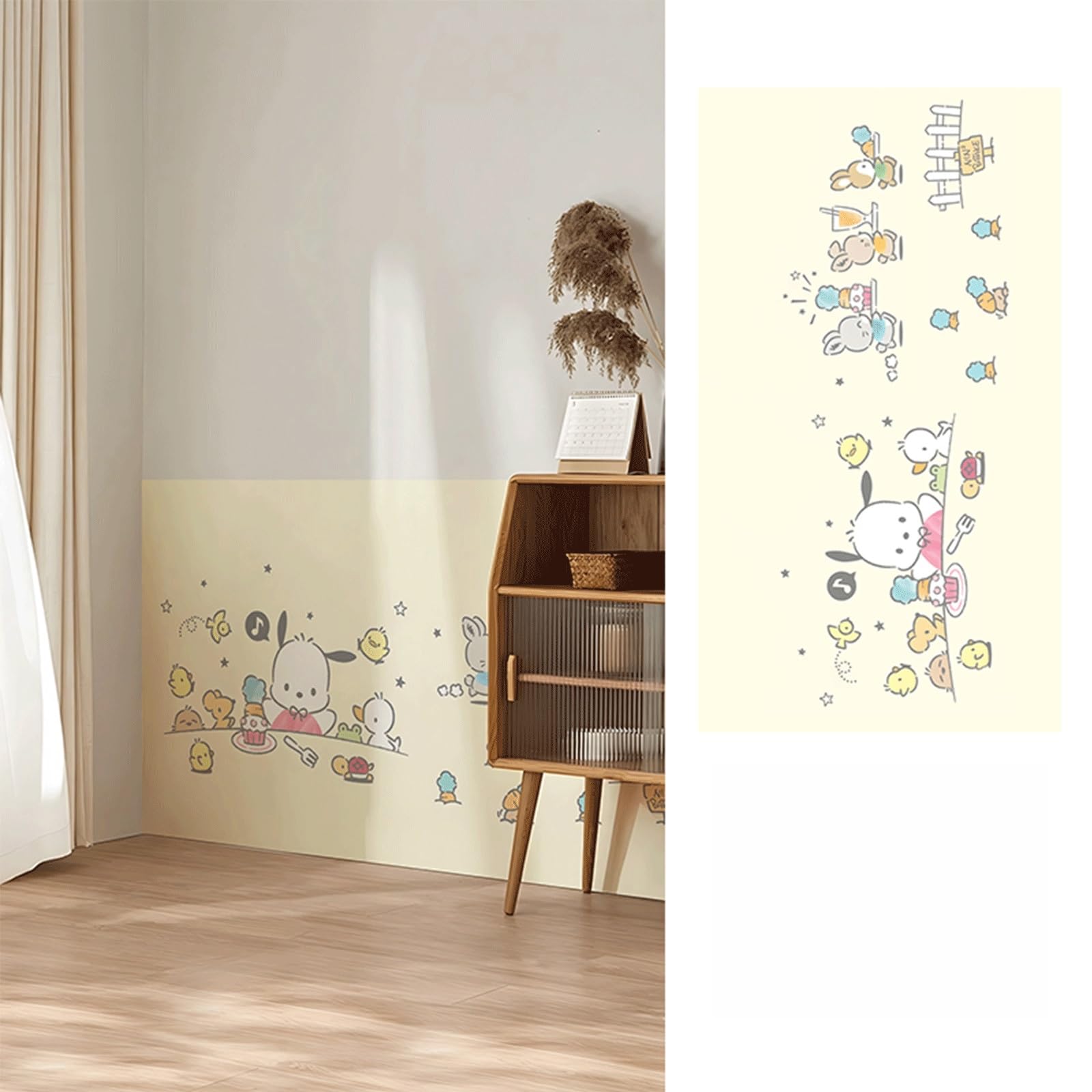 Adhesivos decorativos para paredes con motivos de animales para bebés: autoadhesivos y removibles, ideales para decorar habitaciones infantiles(Yellow,5m*88cm)