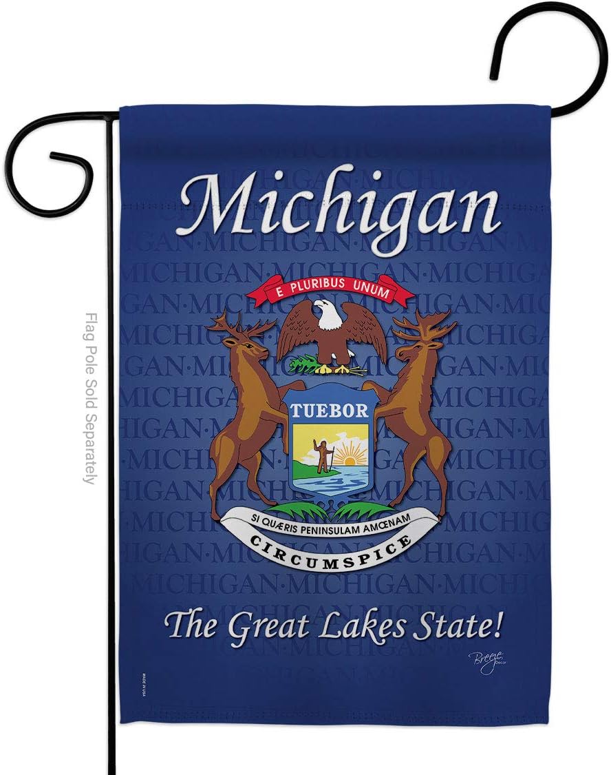 Breeze Decor G158105 Michigan Americana States Impressions Decorative Vertical Garden Flag 13" x 18.5" Printed In USA Multi-Color