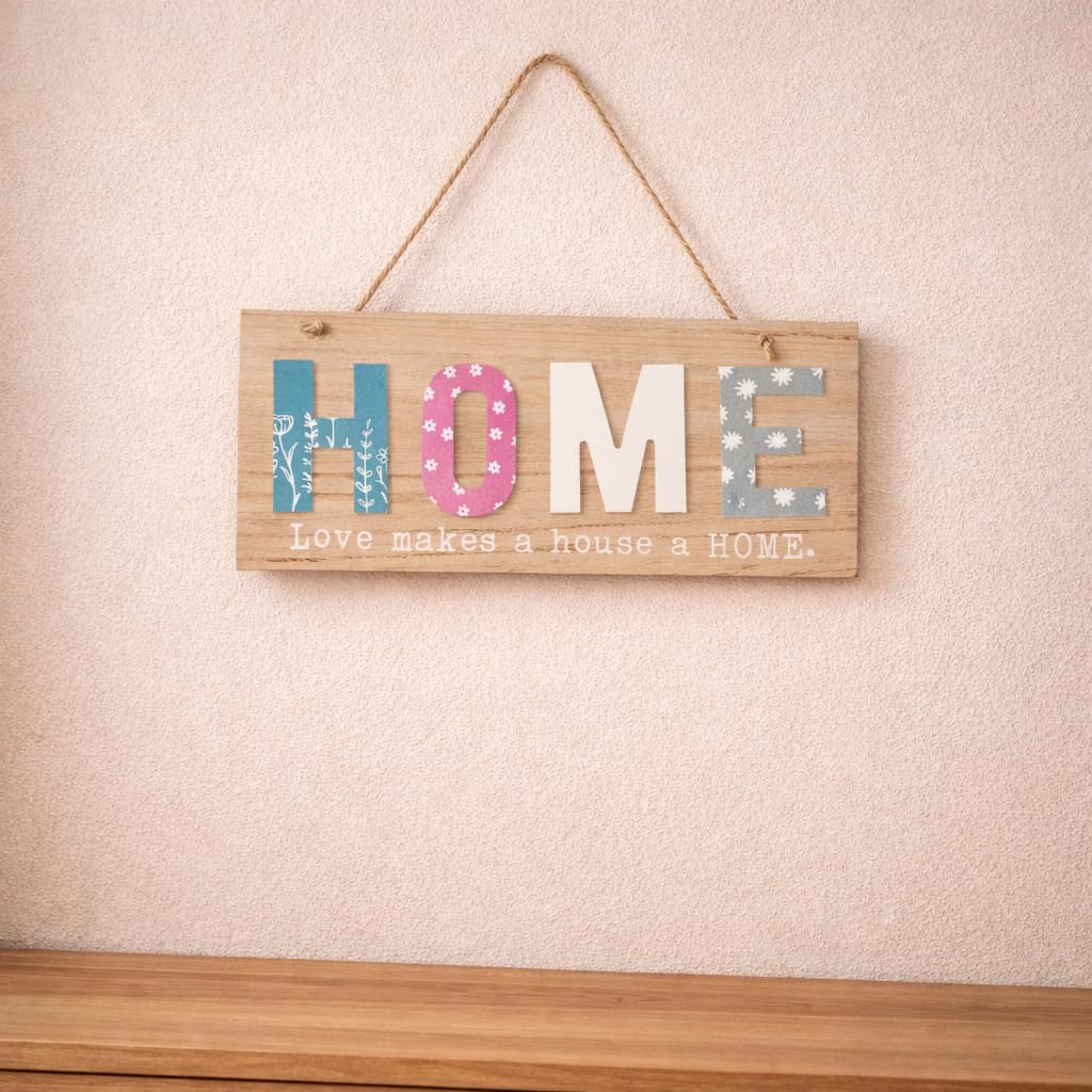 CraftVatika Wooden HOME Wall Hanging Sign for Home Decoration | Rustic Decorative Hanging Board with Rope | Modern Wooden Decor for Living Room Bedroom Entrance Door Office Interior-image-23