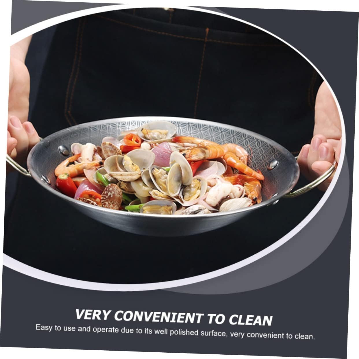 Paella Pan Nonstick Pot Stainless Steel Cooker Pot Divider inside for Daily Use