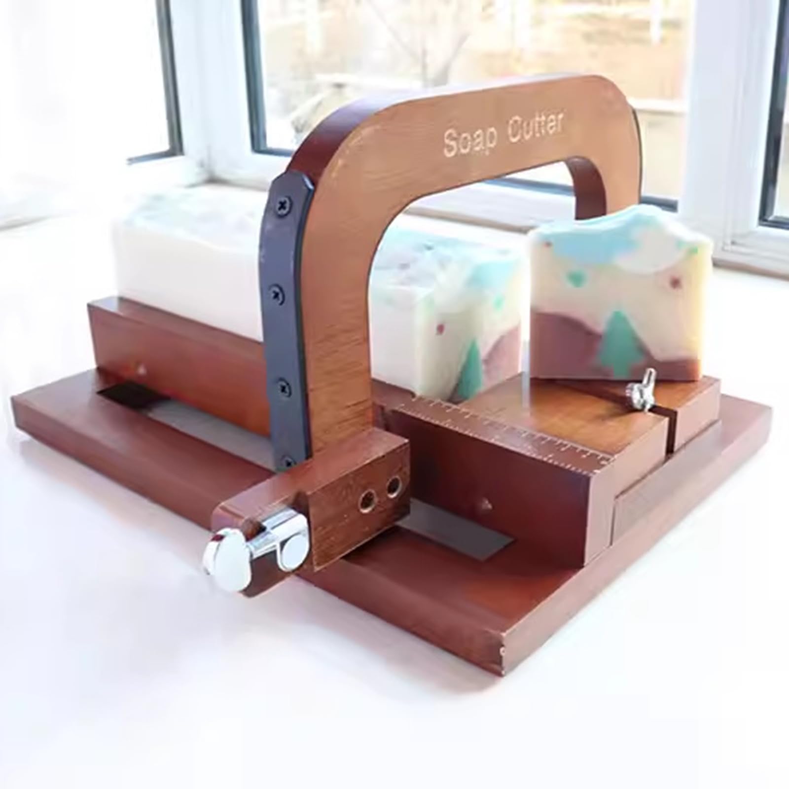 Cortador de jabón de madera ajustable con alambre, herramienta profesional de escala transparente para hacer jabón de bricolaje