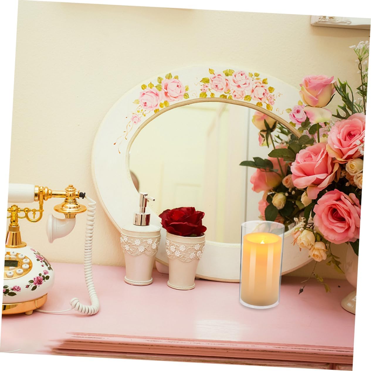 Zerodeko 4pcs Glass Candle Covers Windproof Cylinder Candle Holder Sleeves Chimney Shade Tube for Home and Cafe Decor