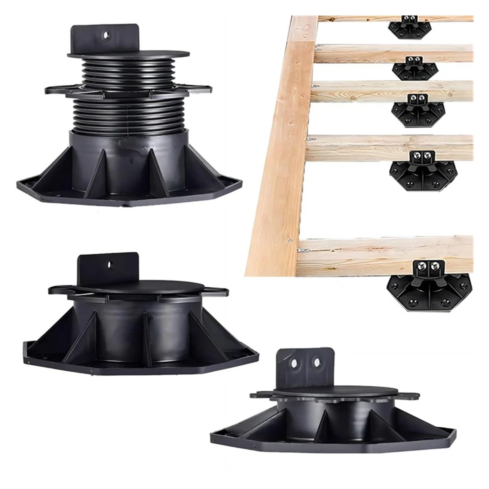 Terrassenständer, Black Adjustable Decking Support Pedestal 18 Pcs