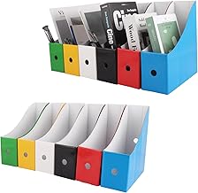 12 Pcs Cardboard File Holders,26 x 27 x 9 cm Cardboard File Racks, 6 Colours Coloured Desktop File Holders with Stickers, Coloured Magazine Holders for Desk, Home, Office Stationery