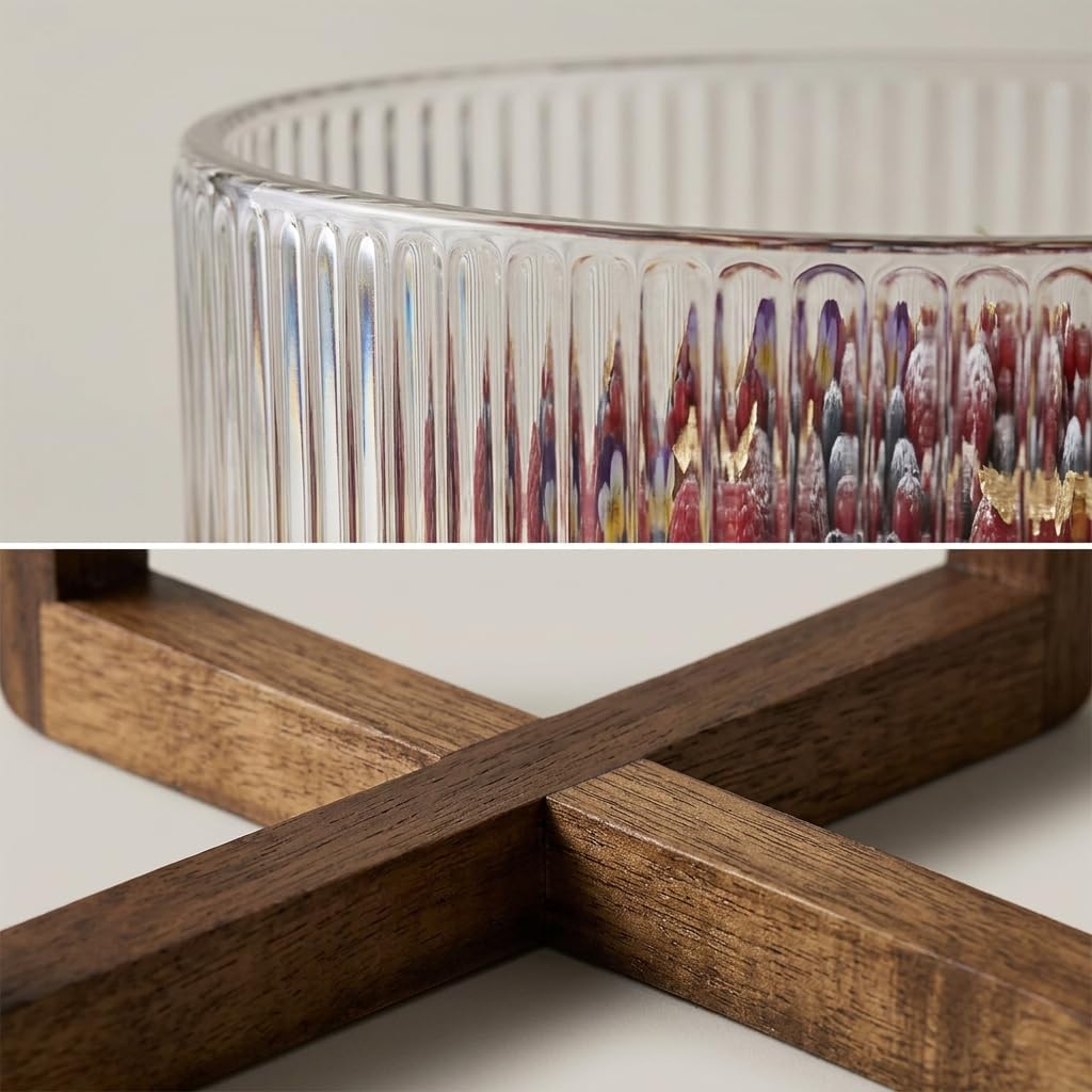 4.5 Qt Glass Trifle Bowl with Pedestal, Ribbed Salad Bowl and Fruit Bowl