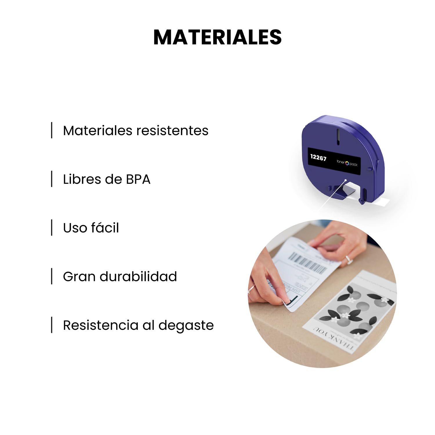 TONER PACK 12267 Etiquetas Cintas Compatibles Transparentes y Texto Negro 12mm x 4m para Dymo 2000 LT100 Series LT100H LT100T QX50 XM XR (60 Unidades)