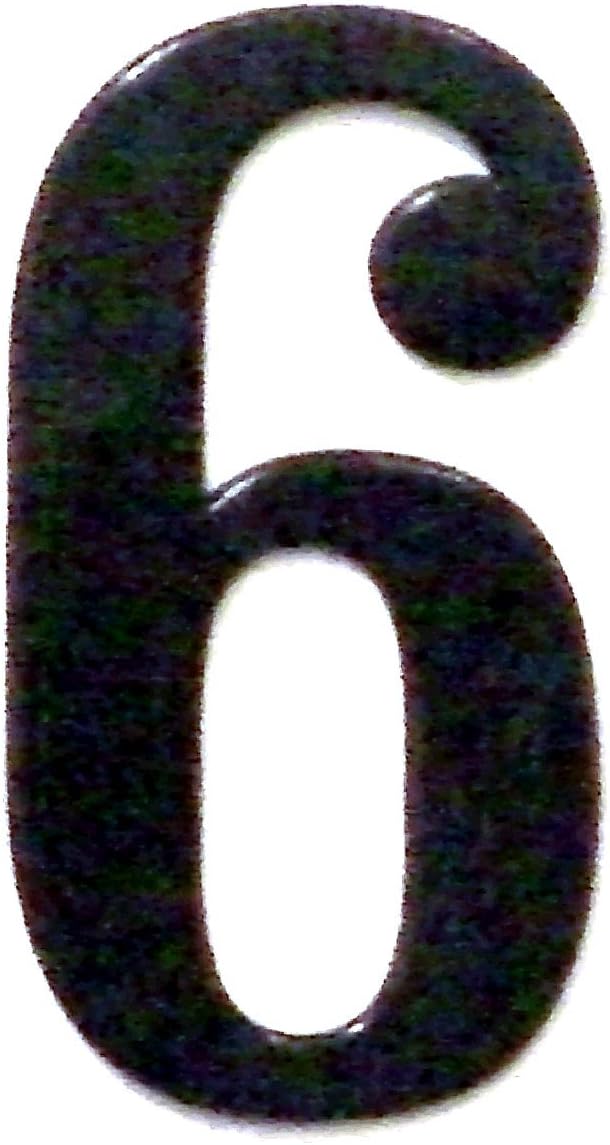 NumbersAndLetters - Fancy Black Thick Outdoor Adhesive Reflective Mailbox Number or House Number - Single Digit Number 6 - Size - 4 Inch - 1/8 Inch thick