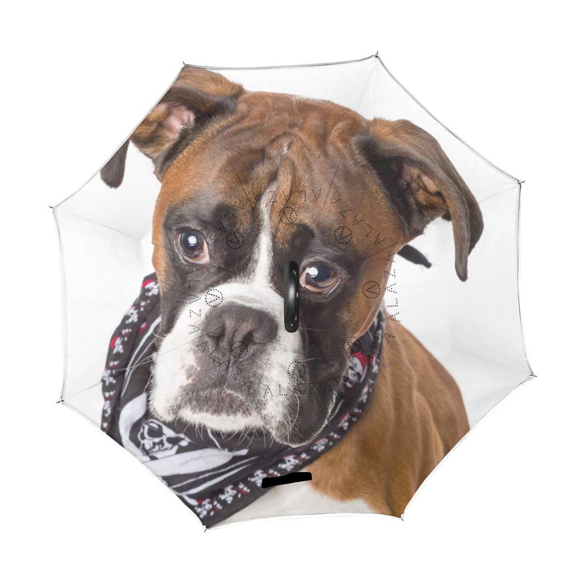 hengpai Dogs Boxer Handkerchief Neck Gray Reverse Inverted Inside Out Umbrella Cars Unigue Windproof UV Proof Double Layer for Women