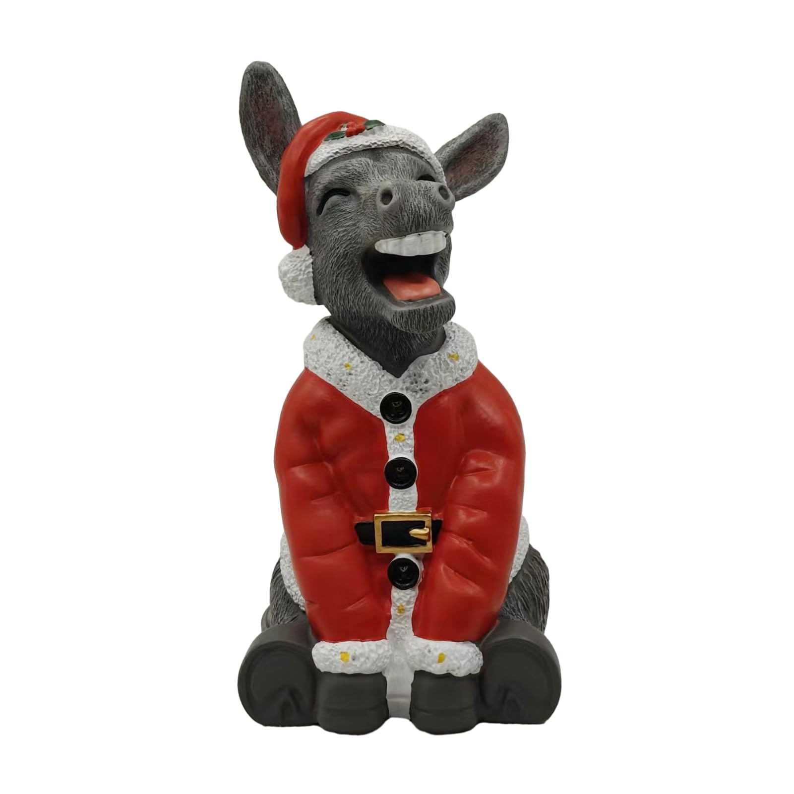 Glifora Christmas Santa Donkey Figurine - Xmas Hat Donkey Resin Statue Sculpture, Holiday Party Home Office Desktop Decoration Ornament