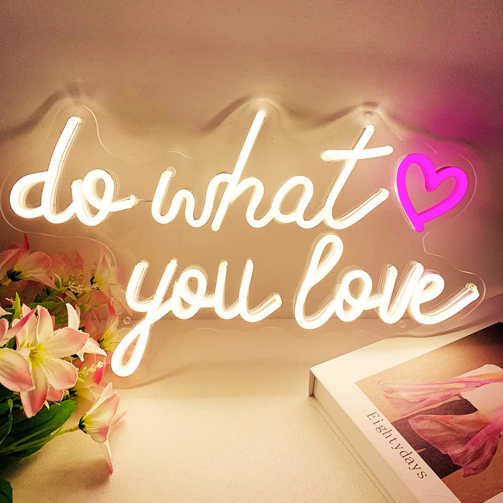 LED Neon Sign Do What You Love Neon Sign With Heart for Home Decor