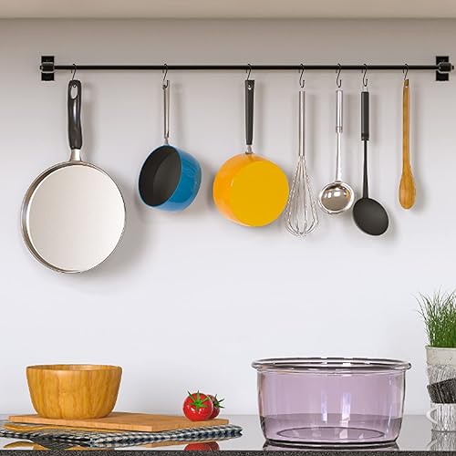 Miniatura 4 de Ganchos negros de metal resistente en forma de S  Paquete de 10 ganchos para colgar ropa o ollas de cocina, armario, jeans, bolsas, utilidad, tazas,