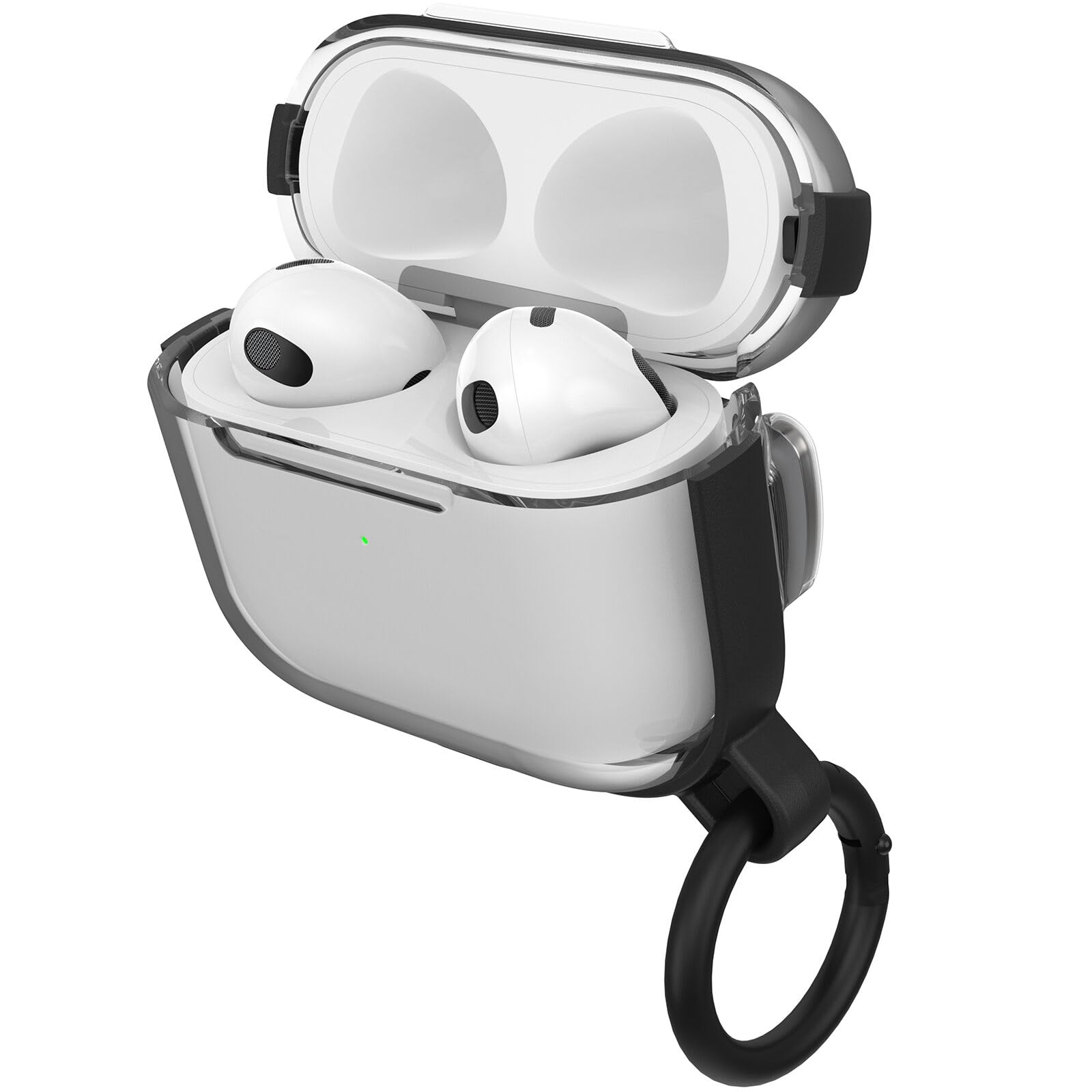 OtterBox Clear Series Headphone Case for AirPods (3rd gen) Shockproof, Drop proof, Ultra-Slim, Scratch and Scuff Protective Case for Apple AirPods, Includes Carabiner, Clear/Black