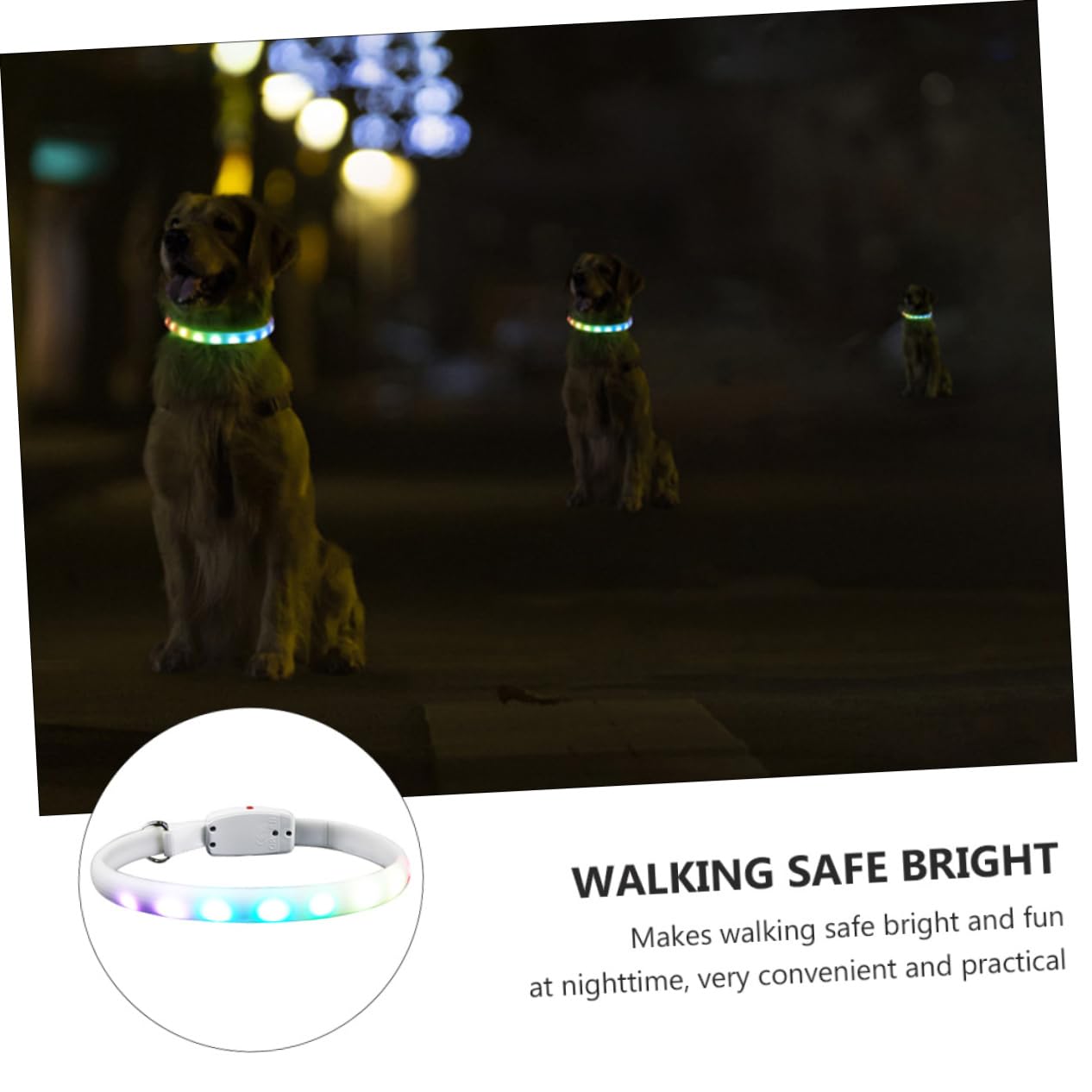 Happyyami Collar Led Recargable USB para Prueba De Agua y Collar Luminoso Paseos y Seguridad De