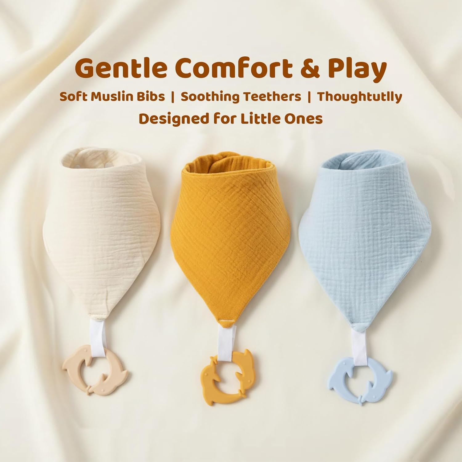 Baby Bandana Drool Bibs 6-pack - 100% Cotton Baby Bibs with Teether for Teething - Image 3