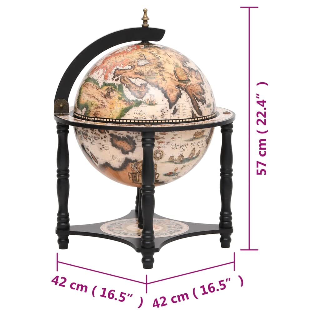 vidaXL Botellero Globo Terráqueo Bar Vino Terráqueo Depósito Armario para Licor Bebida Soporte Mueble Almacenamiento Madera Maciza Eucalipto Negro