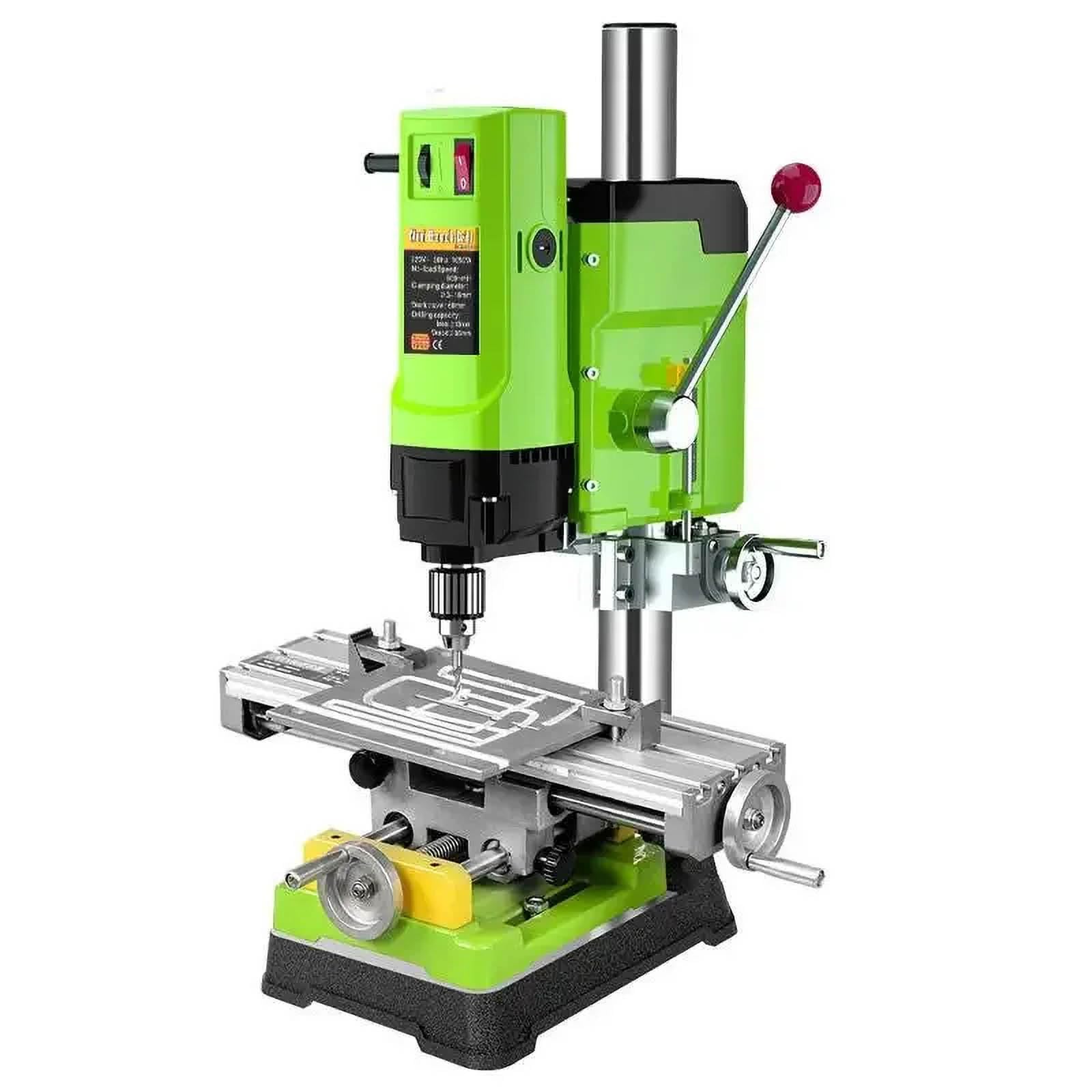 Fresatrice per Trapano da banco, Foratura da banco elettrica 1050 W, Diametro Massimo di Foratura: 16 mm, velocità del mandrino: 0-800 Giri/min, Corsa del mandrino: 60 mm,Green