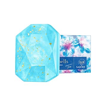 Bluebell Gentle Cleanser Soap Bars Moisturizes Gold Foil Diamond Handmade Bar Soap for Face Body, Hydrating Plant Essential Oil Bath Body Face Soap, Scented Fancy Soap Gift for Women & Men