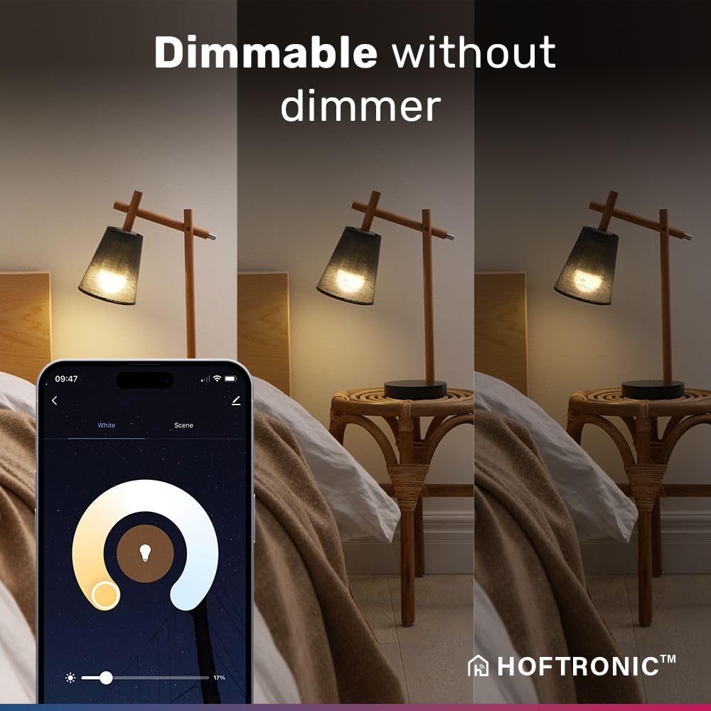HOFTRONIC - 10er Smart Home E14 LED Lampe C37 kerzenleuchte - Farbig RGBWW - 5,5 Watt 470 Lumen - WiFi + Bluetooth - Steuerbar via Handy und Sprache (Google Home, Alexa und Siri)