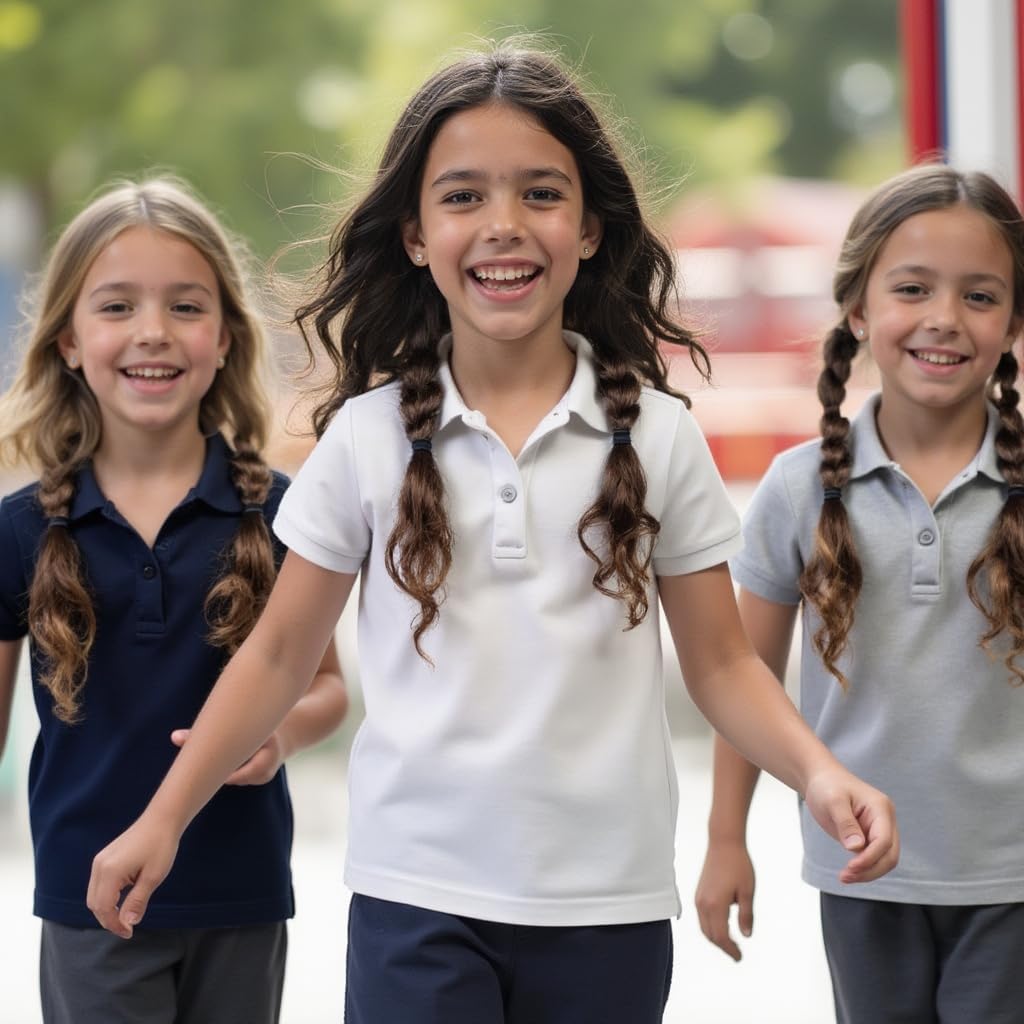 INGEAR Girls Short Sleeve Polo Shirt 2-Pack - School Uniform, Casual Wear, Moisture-Wicking, Breathable, Sizes 4-16 - Image 3