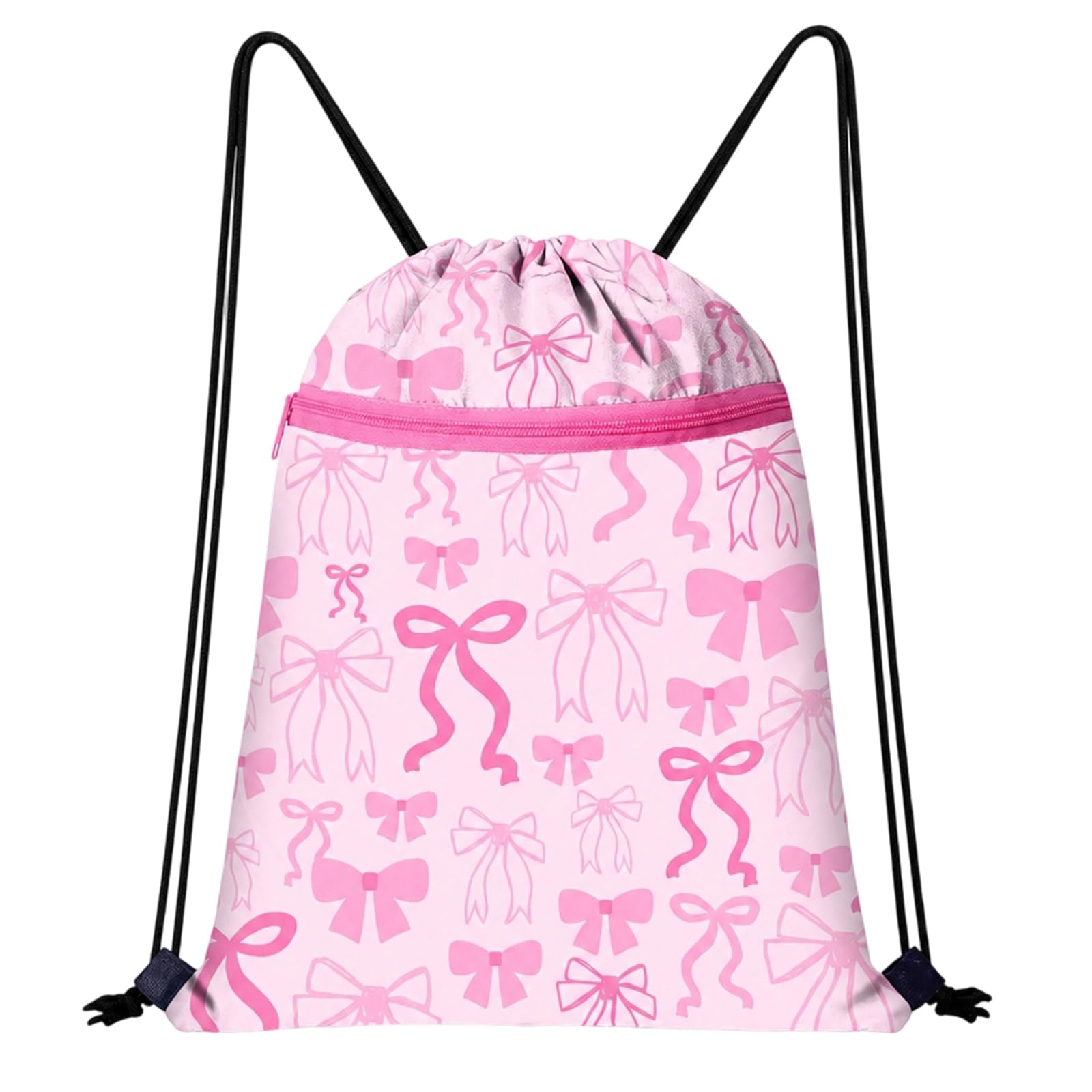 JISRKP Girls Swimming Bag, Waterproof Swim Bag with Zipper Closure, Pink Oxford Fabric Drawstring Bag for School Sports and Pool Activities, Versatile PE Bag for Travel and Outdoor Adventures