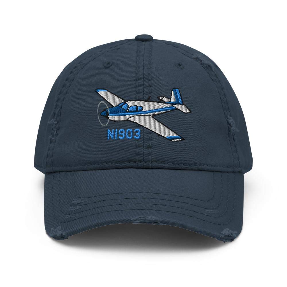Flyboy Toys Mooney M20 Airplane Embroidered Distressed Hat AIRDFFM20B-B1 - Add Your N#